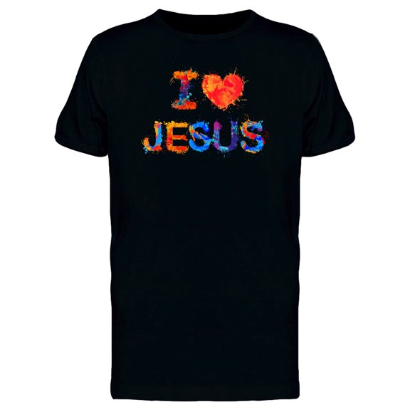 I Love Jesus Colorful Lettering T-Shirt Men -Image by Shutterstock, Male 3X-Large