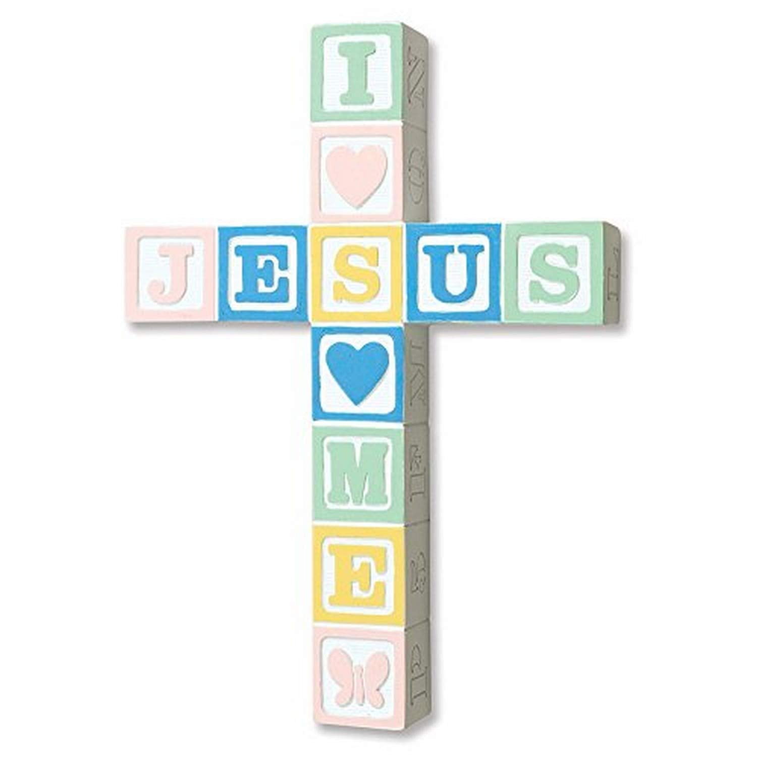 Cathedral Art Colorful Baby Block Wall Cross, 8.5 x 6 Inch