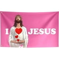 thumbnail image 1 of I Love Jesus Flag Funny Motivational Cool Flags Banner Room Teen Girls College Dorm Bedroom Wall Decor Outdoor Indoor Pink, Two Copper Grommets, 1 of 5