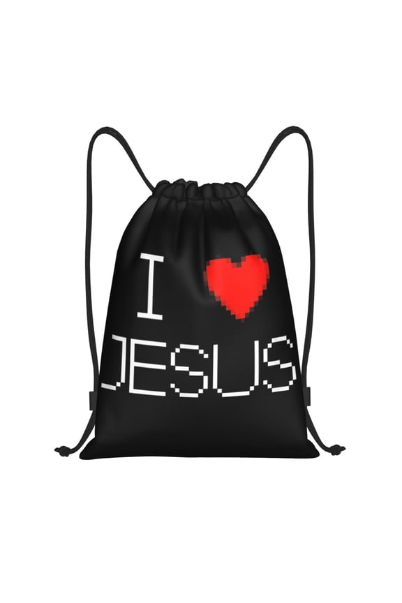 I Love Jesus God Cross Print Backpacks Multi-function Drawstring Bundle Pocket Sports Bag Book Bags for Travel