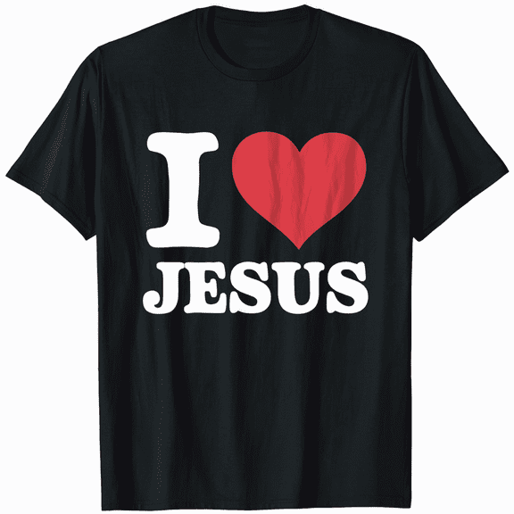 I Love Jesus Heart Cross Christian Faith Unisex Tee Shirt