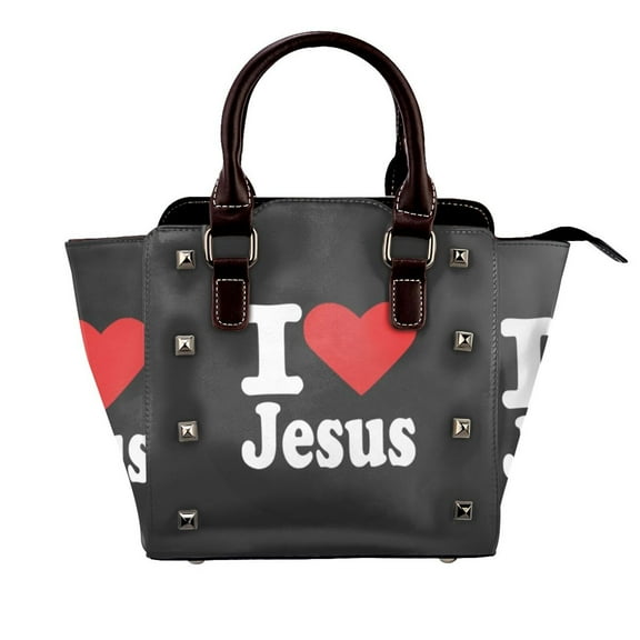 I Love Jesus Heart Rivet Fashion One-Shoulder Women's Handbag Tote Bag