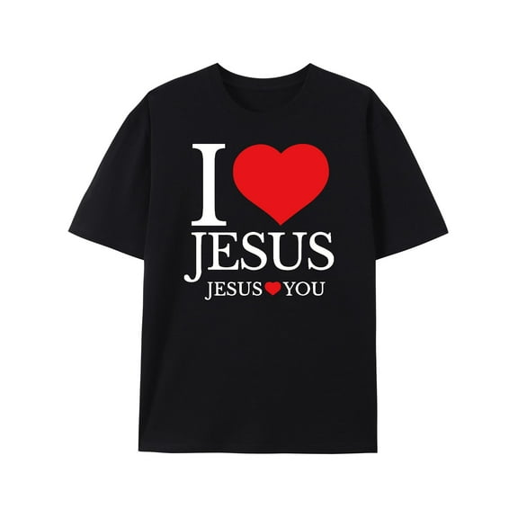 I Love Jesus I Heart Jesus Funny Jesus T-Shirt, Christian Shirt for Women Men Religious Graphic Crewneck Faith Tee