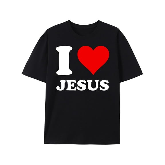 I Love Jesus I Heart Jesus Funny Jesus T-Shirt, Christian Shirt for Women Men Religious Graphic Crewneck Faith Tee