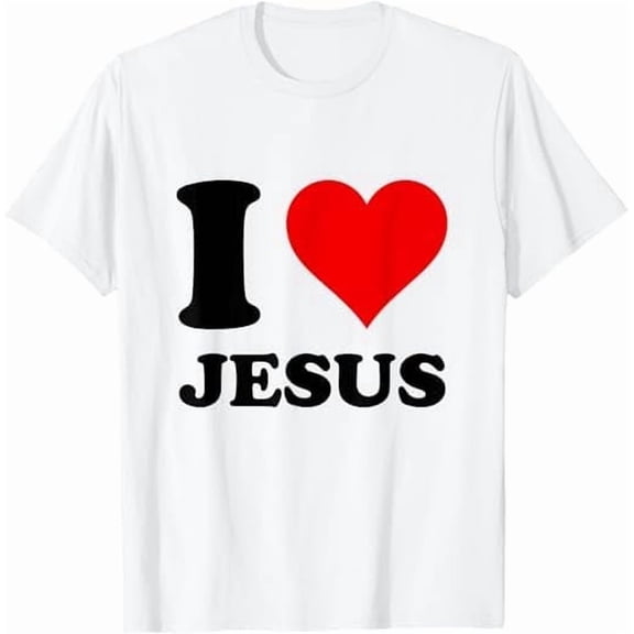 Greenink I Love Jesus I Heart Jesus Funny Jesus T-Shirt, Christian Shirt for Women Men Religious Graphic Crewneck Faith Tee