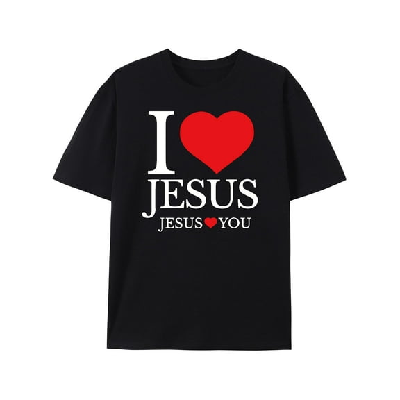 I Love Jesus I Heart Jesus Funny Jesus T-Shirt, Christian Shirt for Women Men Religious Graphic Crewneck Faith Tee