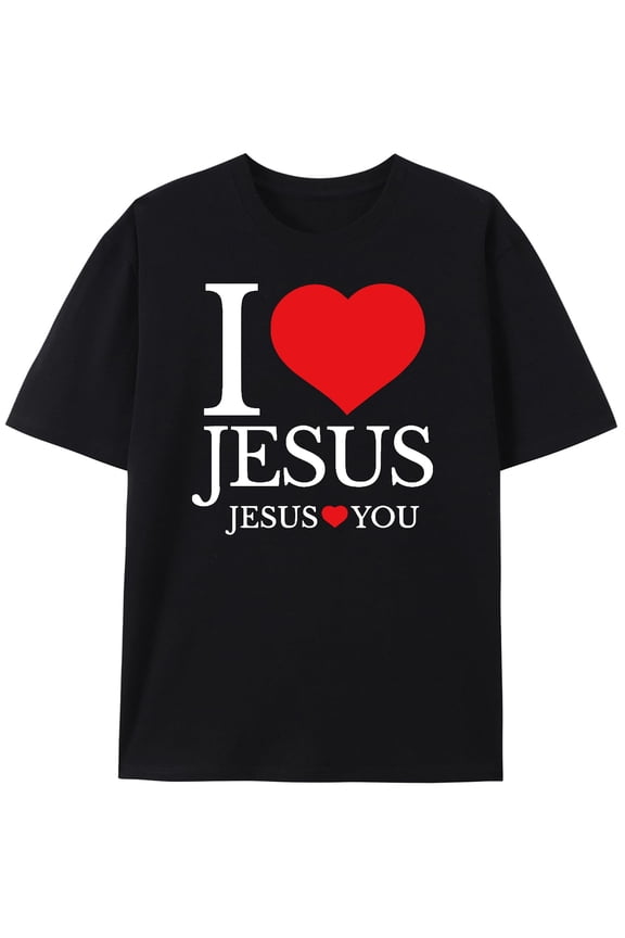 I Love Jesus I Heart Jesus Funny Jesus T-Shirt, Christian Shirt for Women Men Religious Graphic Crewneck Faith Tee