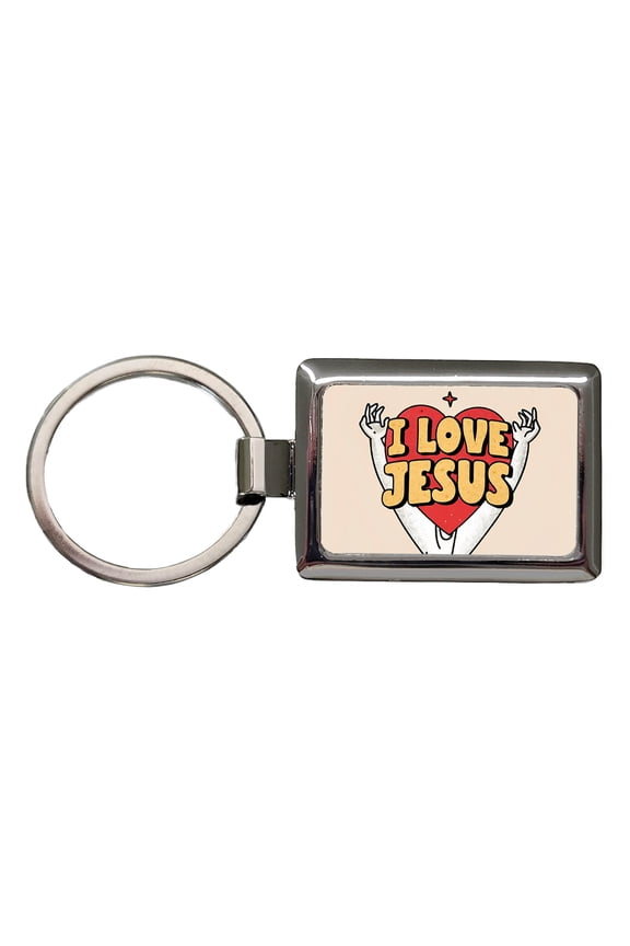 I Love Jesus Metal Rectangle Keychain