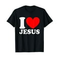 thumbnail image 1 of I Love Jesus Shirt I Red Heart Jesus Christian Black T-Shirt Crew Neck Tee, 1 of 5
