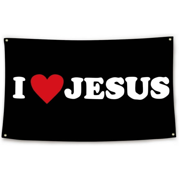 I Love Jesus meme Flag 3x5 Ft Funny Flag for Bedroom Man Cave Wall Decor Banner with 4 Brass Grommets for College Dorm Room Decor