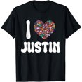 I Love Justin Heart First Name Justin Groovy TShirt, Unisex Tshirt