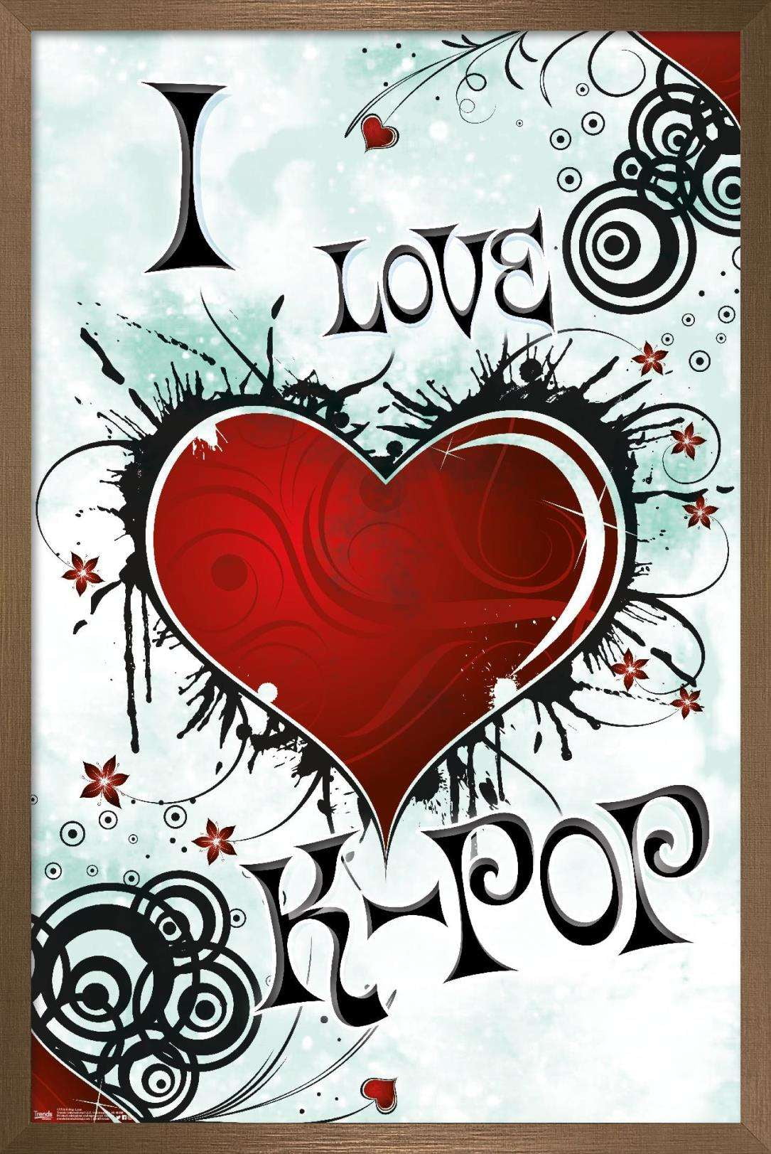 I Love K-POP Wall Poster, 14.725" x 22.375", Framed
