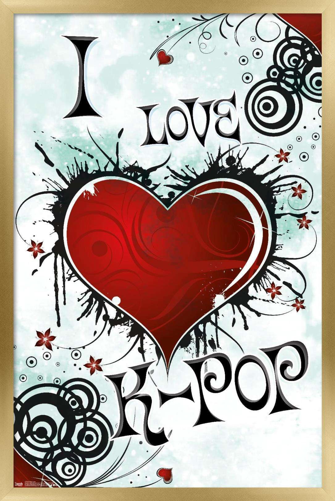 I Love K-POP Wall Poster, 14.725" x 22.375", Framed