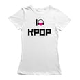thumbnail image 1 of I Love K Pop Headphones Heart Graphic Women White T-Shirt, Female Large, 1 of 4