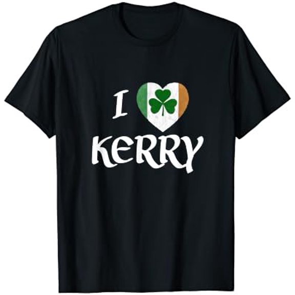 I Love Kerry Ireland Eire Flag Heart Shamrock Irish T-Shirt