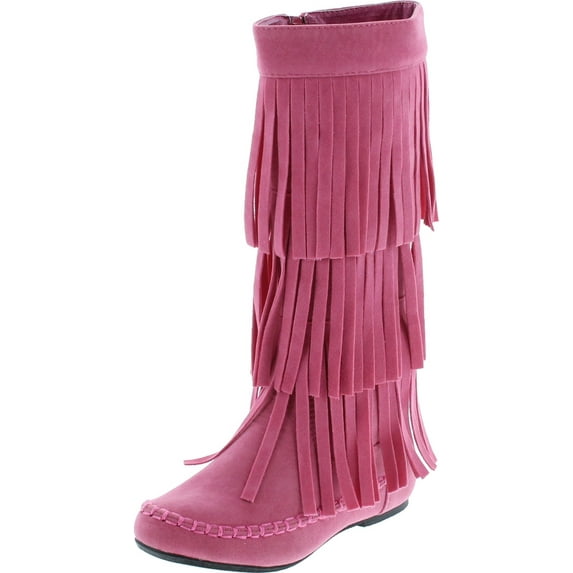 I Love Kids Ava-18K Children's 3-Layers Fringe Moccasin Style Mid-Calf Boots