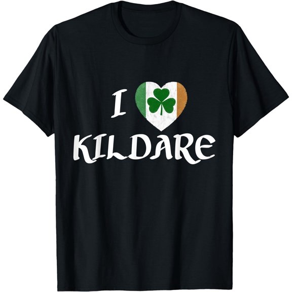 I Love Kildare Ireland Eire Flag Heart Shamrock Irish T-Shirt