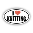 thumbnail image 1 of I Love Knitting I Heart Euro Oval Sticker Vinyl 3M Decal 3 In x 5 In, 1 of 3