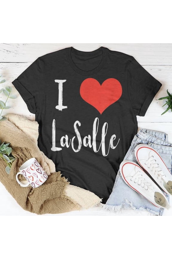 I Love Lasalle Graphic Cotton Tee Unisex Adult Casual City Pride T-Shirt, Size M, Color Black