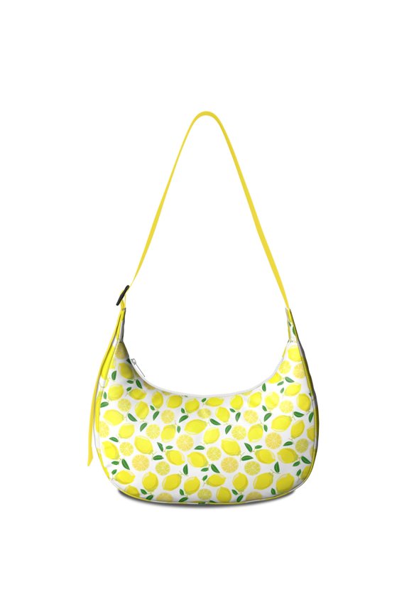 I Love Lemons Adjustable Strap Crossbody Bag Lightweight Nylon Yellow Fruit Cute Summer Modern Lemon Lover Retro Vintage Flowers Floral Fresh Bright Pattern Print Design Small Purse