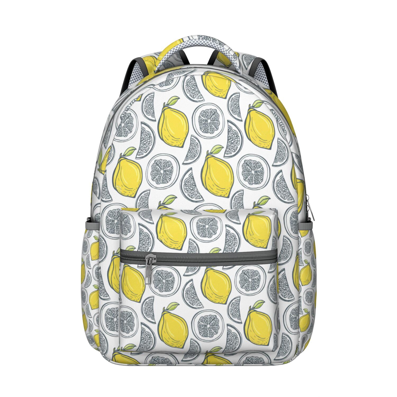 I Love Lemons Backpack - Floral & Fruit Themed Waterproof Bookbag, Breathable Mesh Straps, Padded Back Panel for Spinal Support, Ideal for Commuters