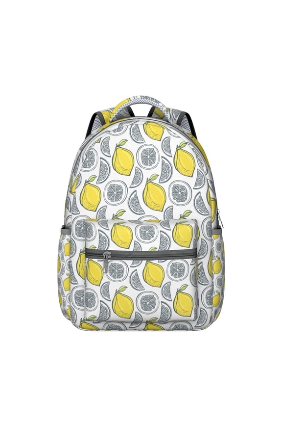 I Love Lemons Backpack - Floral & Fruit Themed Waterproof Bookbag, Breathable Mesh Straps, Padded Back Panel for Spinal Support, Ideal for Commuters