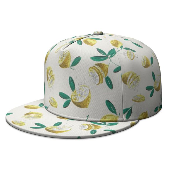 I Love Lemons Baseball Cap - Modern Flat Visor Hat with Fresh Fruit & Flowers for Streetwear