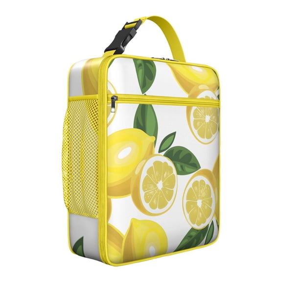 I Love Lemons Lunch Tote – Retro & Modern Lemon Print Insulated Bento Bag with Fresh Floral Accents, Waterproof Cooler for Office, Picnic, Beach, or Everyday Use
