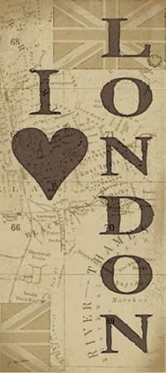 I Love London Canvas Art - Jo Moulton (24 x 48)