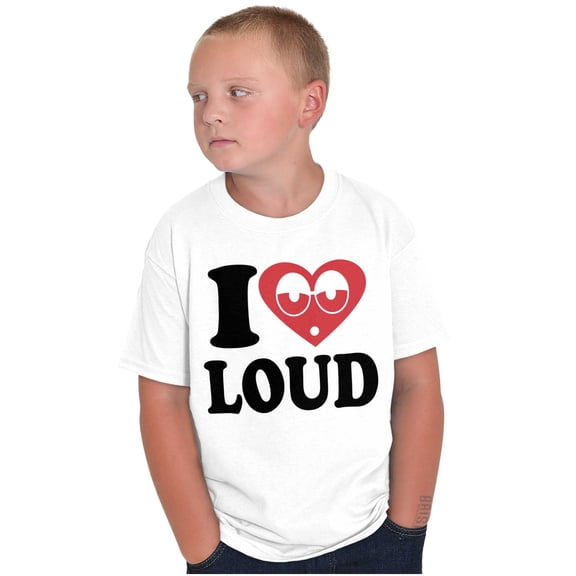 I Love Loud Heart Eyes Funny EDM Pot Crewneck T Shirts Boy Girl Teen Brisco Brands S