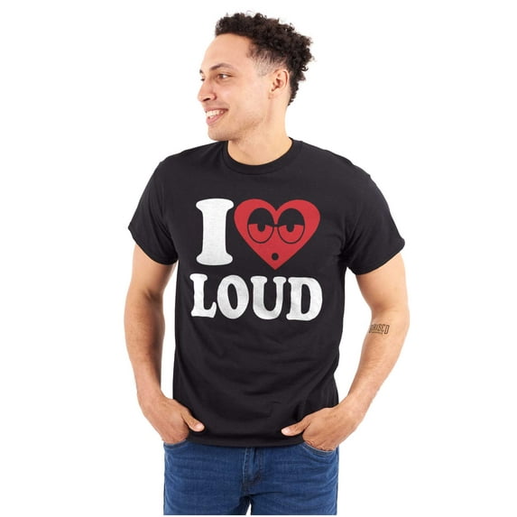 I Love Loud Heart Eyes Funny EDM Pot Plus Size Crewneck Graphic Tee Shirt Brisco Brands 2X