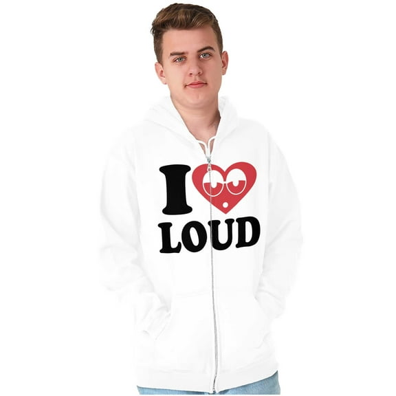I Love Loud Heart Eyes Funny EDM Pot Zip Up Hoodie Men's Women's Brisco Brands M