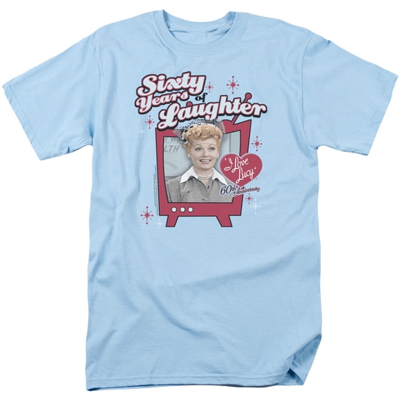 I Love Lucy 60 Years Of Laughter S/S Adult 18/1 T-Shirt Light Blue