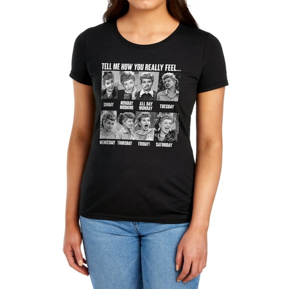 I Love Lucy 8 Days A Week Women's T Shirt (Medium) Black