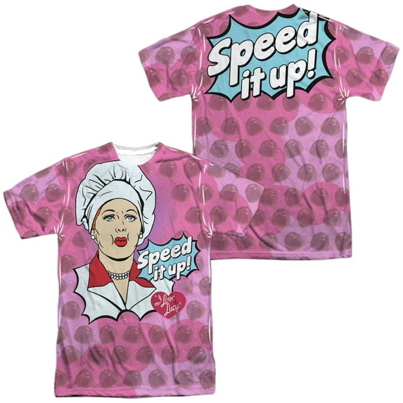 I Love Lucy All Over Speed It Up Unisex Adult Sublimated Costume T Shirt (Front/Back), 3X-Large Multicolor