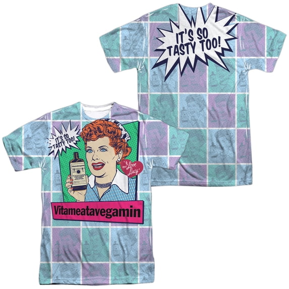 I Love Lucy All Over Vita Comic Unisex Adult Sublimated Costume T Shirt (Front/Back), 3X-Large Multicolor