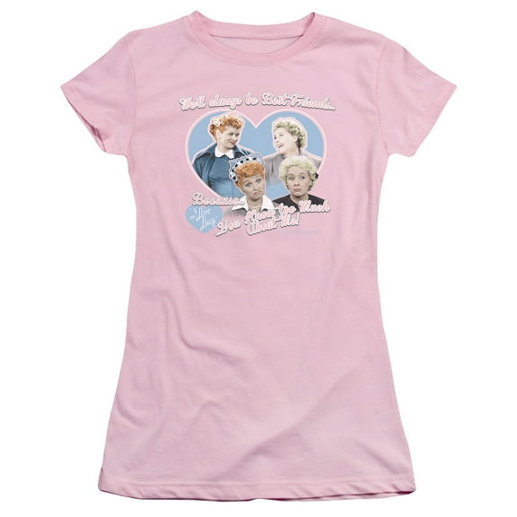 I Love Lucy Always Best Friends S/S Junior Women's T-Shirt Sheer Pink