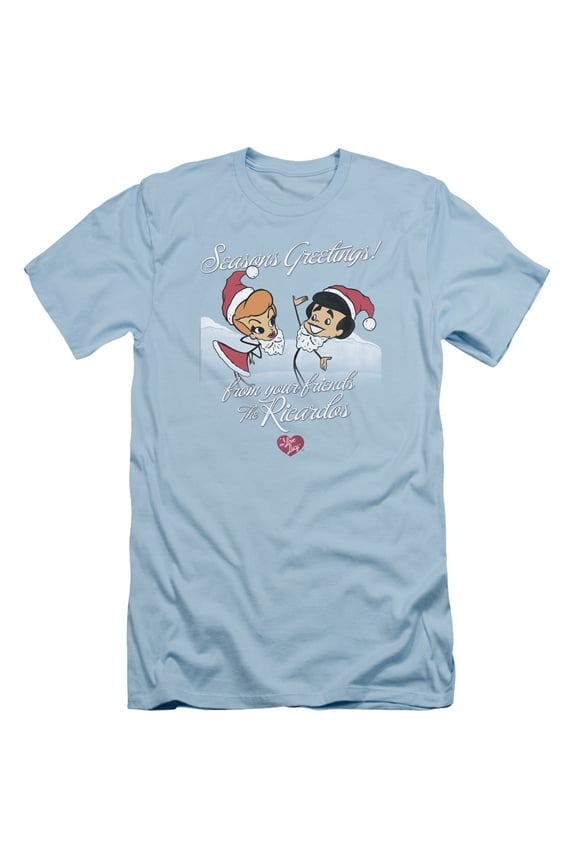 I Love Lucy Animated Christmas S/S Adult 30/1 T-Shirt Light Blue