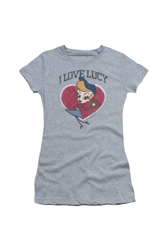 I Love Lucy Baseball Diva S/S Junior Women's T-Shirt Sheer Athletic Heather