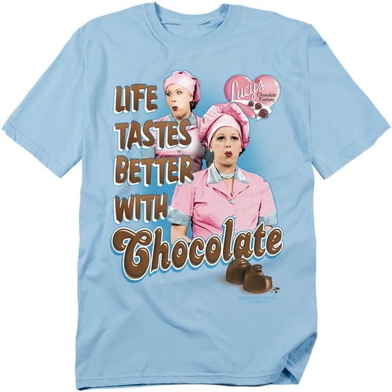 I Love Lucy Men's Better With Chocolate T-shirt X-Large Light Blue