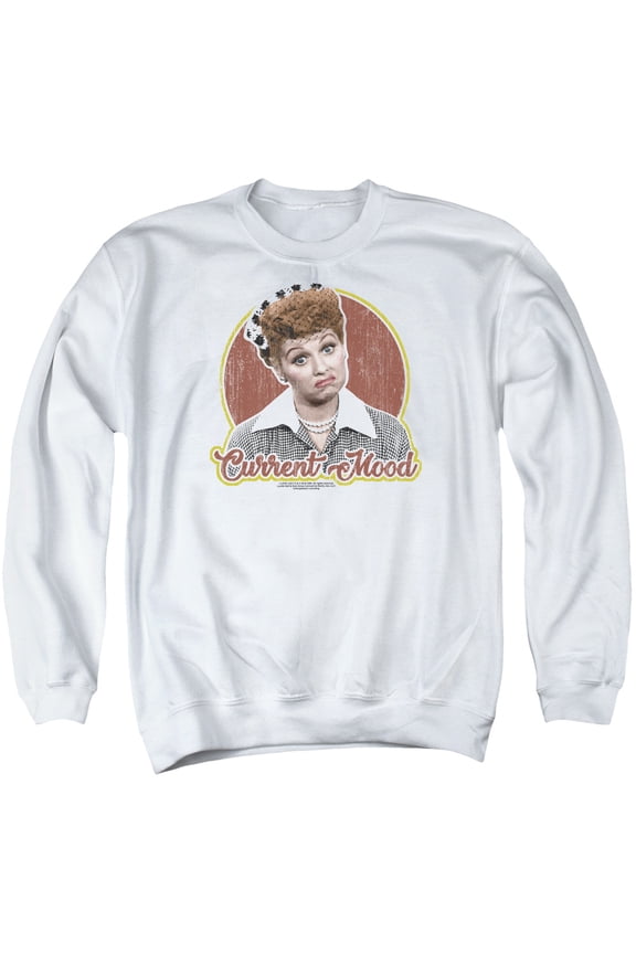 I Love Lucy Current Mood Adult Crewneck Sweatshirt White