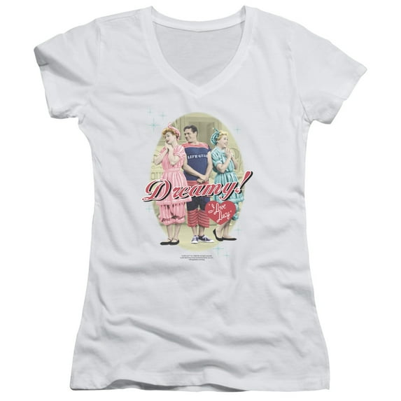 I Love Lucy Dreamy! Junior Women's T-Shirt V-Neck White