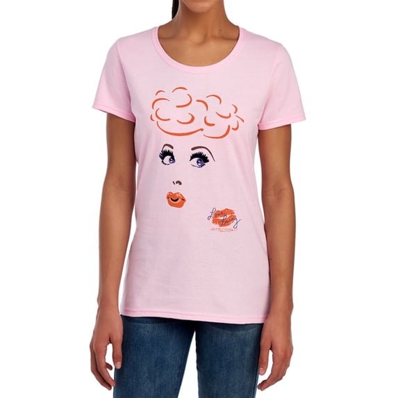 I Love Lucy Eyelashes Women's T Shirt (Large) Pink
