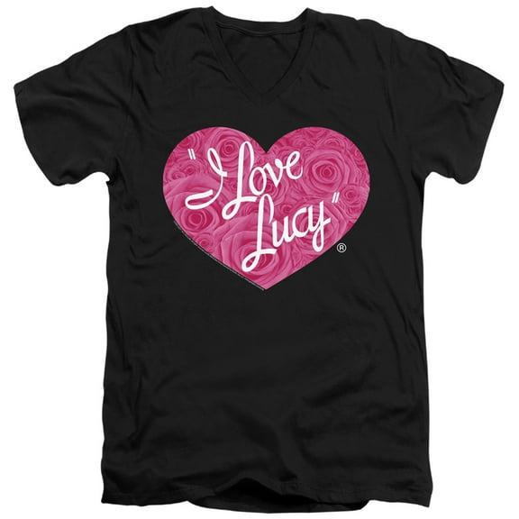I Love Lucy - Floral Logo - Slim Fit V Neck Shirt - Large