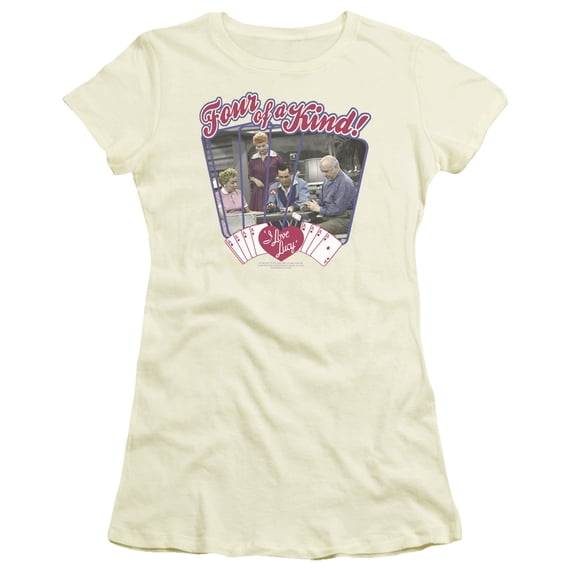 I Love Lucy Four Of A Kind S/S Junior Women's T-Shirt Sheer Cream