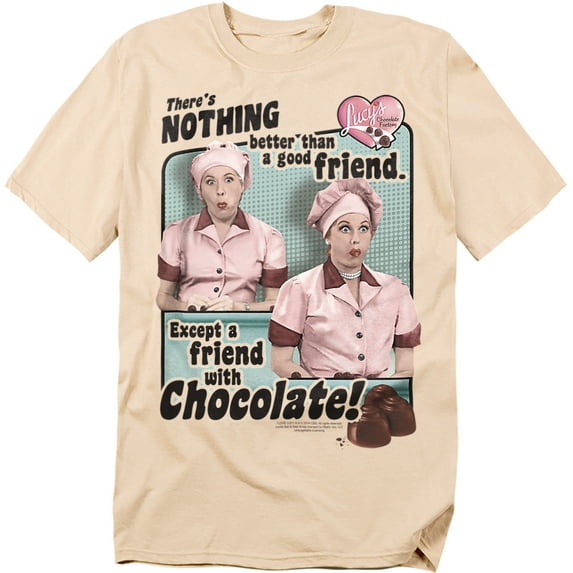 I Love Lucy Men's Friends & Chocolate T-shirt Small Ivory