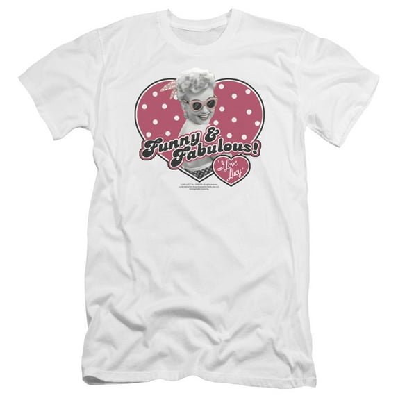 I Love Lucy Funny And Fabulous Premium Canvas Adult Slim Fit 30/1 T-Shirt White