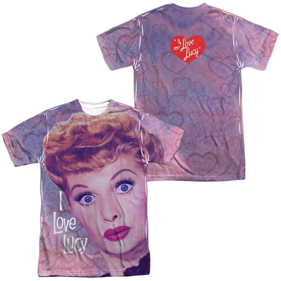 I Love Lucy Funny Hearts Unisex Adult Sublimated Costume T Shirt (Front/Back), Small Multicolor