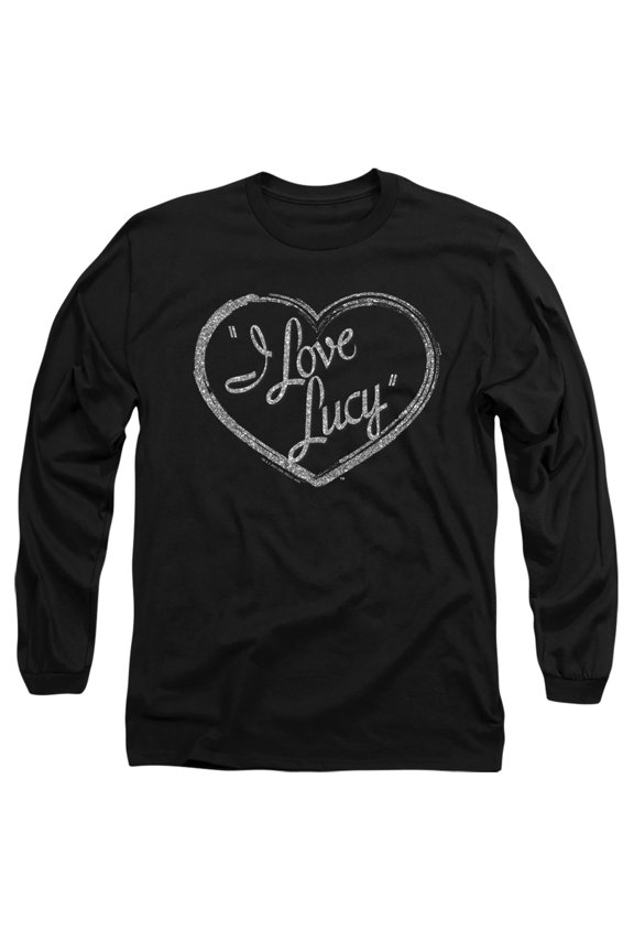 I Love Lucy Glitter Logo Unisex Adult Long-Sleeve T Shirt,Black, X-Large