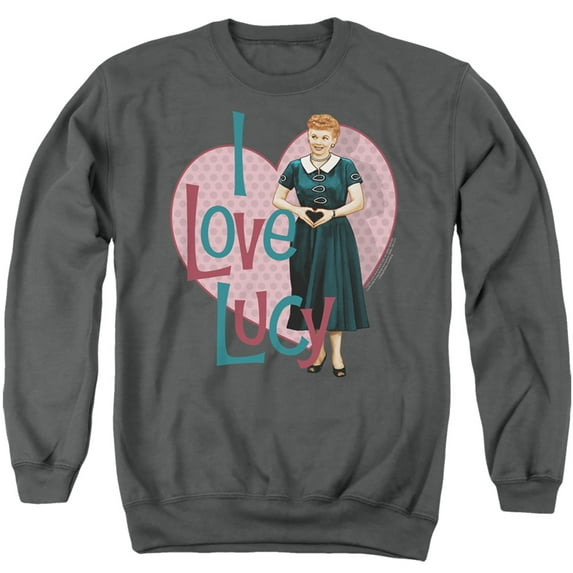 I Love Lucy Heart You Adult Crewneck Sweatshirt Charcoal